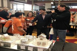 Cesar Palacios (being interviewed), Shantel Ortiz, Alyssa Jensen and Jacob McDonald. (Source: J.O. Combs Unified School District)