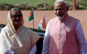 Prime Minister Narendra Modi with his Bangladeshi counterpart Sheikh Hasina