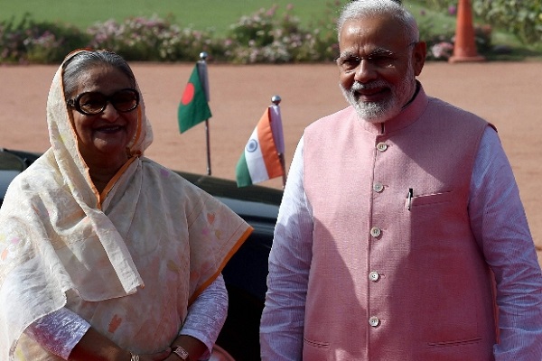 Prime Minister Narendra Modi with his Bangladeshi counterpart Sheikh Hasina
