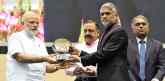 Dungarpur collector Surendra Singh Solanki receives award from PM Narendra Modi at Vigyan Bhawan in New Delhi