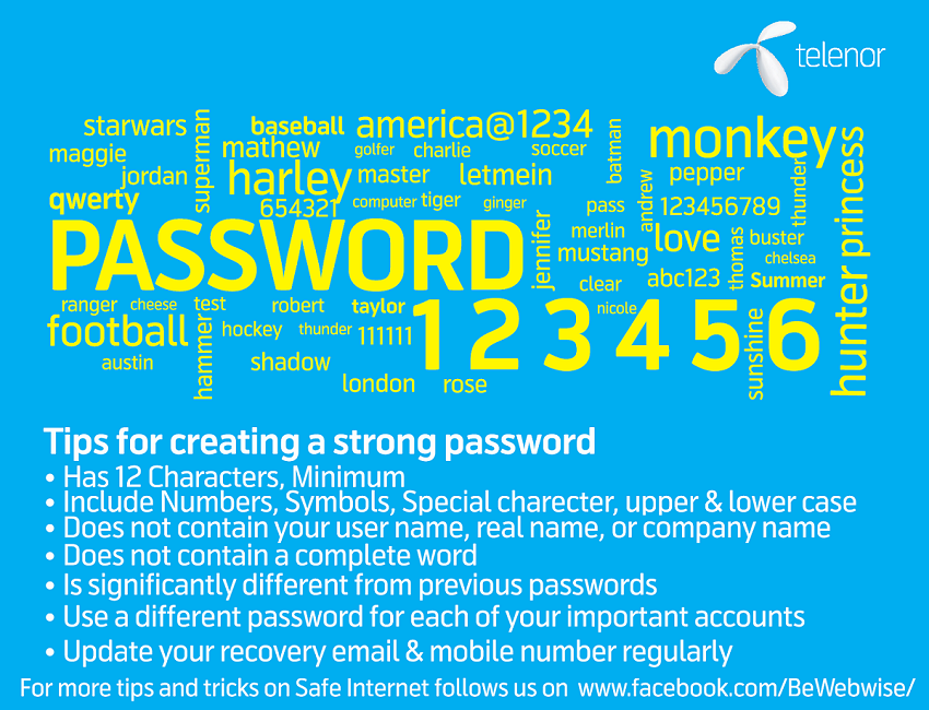 Tips to create safe password_Telenor