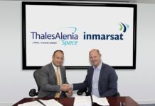 Thales Alenia Space and Inmarsat at Inmarsat's HQ in London to sign the contract for the construction of the fifth Global Xpress satellite