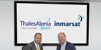 Thales Alenia Space and Inmarsat at Inmarsat's HQ in London to sign the contract for the construction of the fifth Global Xpress satellite