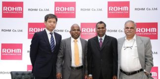 L-R Daisuke Nakamura (MD, ROHM Semiconductor India), Britto Edward Victor (Design Centre Head, ROHM Semiconductor India), Dr. Pavana Pothapragada (CEO and MD, Simlife Electric Pvt.Ltd.) and Vijay Bolloju (Manager, Applic