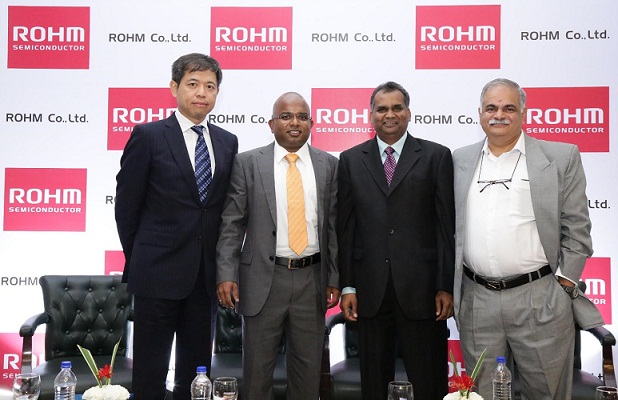 L-R Daisuke Nakamura (MD, ROHM Semiconductor India), Britto Edward Victor (Design Centre Head, ROHM Semiconductor India), Dr. Pavana Pothapragada (CEO and MD, Simlife Electric Pvt.Ltd.) and Vijay Bolloju (Manager, Applic