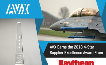 AVX receives 4-star Supplier Excellence Award from Raytheon AVX