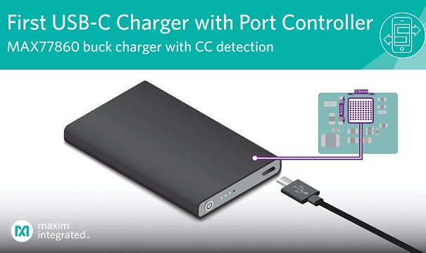 Industry’s First Highly Integrated USB-C Buck Charger from Maxim Reduces Size by 30 Percent
