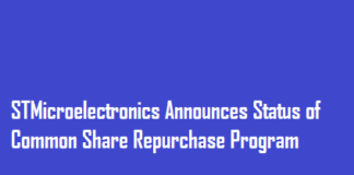 STMicroelectronics Announces Status of Common Share Repurchase Program