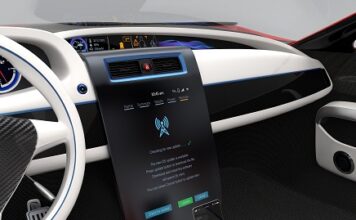 Update,Vehicle,Software,Just,Touch,Car's,Center,Console,Screen.,Concept
