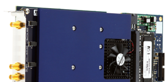 The M4i.2230-x8 digitizer card from Spectrum Instrumentation acquires analog signals with 5 Gigasamples per second.