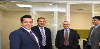 Corning India Opens Wireless Software Development Center of Excellence In Gurugram | On the left - Sudhir Pillai, Second Left - C. Gökhan Doran, Center- Marc J Bolick, Right - Dr. Shirish Nagaraj