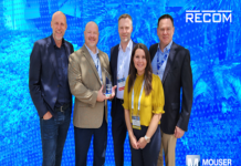Mouser has been named 2022 Americas High Service Distributor of the Year by RECOM Mouser