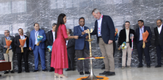 VIAVI and TCS executives celebrate the two companies’ 25-year partnership at a formal ceremony at TCS in Gurgaon, India, October 26, 2023