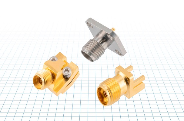 RF angled PCB connectors