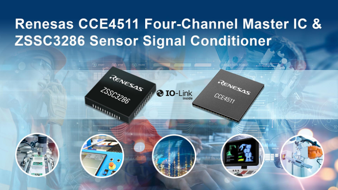 Renesas Introduces Four-Channel Master IC and Sensor Signal Conditioner for the Growing IO-Link Market CCE4511 IO-Link Master IC and ZSSC3286 Sensor Signal Conditioner