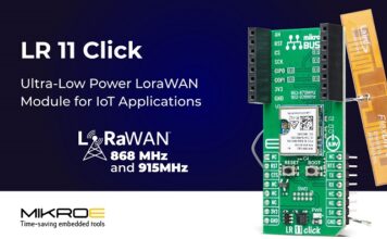 MIKROE Launches LR 11 Click for Ultra-Low Power 915MHz LoRaWAN Data Communications LR 11 Click - 915MHz