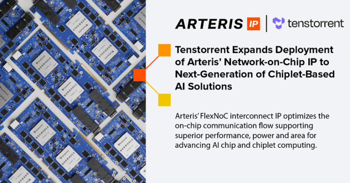 Tenstorrent Expands Deployment of Arteris’ Network-on-Chip IP to Next-Generation of Chiplet-Based AI Solutions Tenstorrent Licenses Arteris Network-on-Chip (NoC) IP for Next-Gen AI Chiplet-Based Solutions