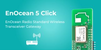 EnOcean 5 Click provides fast, bidirectional wireless connectivity communication for EnOcean-based sensors, switches, and actuators EnOcean 5 Click