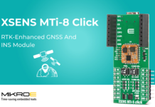 XSENS MTi-8 Click from MIKROE provides RTK-enhanced GNSS and inertial navigation system (INS) solution XSENS MTi-8 Click