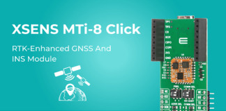 XSENS MTi-8 Click from MIKROE provides RTK-enhanced GNSS and inertial navigation system (INS) solution XSENS MTi-8 Click
