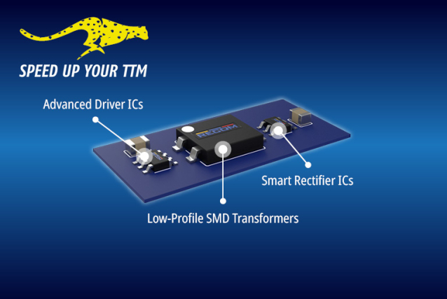 RECOM discrete solution with driver ICs, smart rectifier ICs and low‑profile SMD transformers